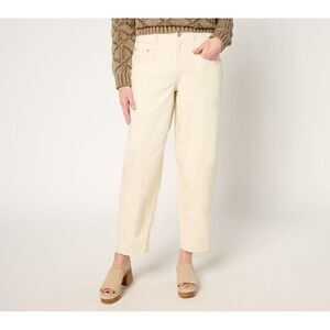 Maya J Women's Pants Sz 14 Color Barrel Leg Ankle Jeans White A709003
